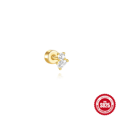 S925 Sterling Silver Flat Column Thread Piercing Ear Bone Stud