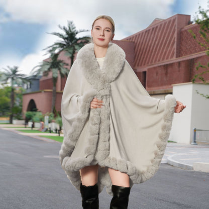 Temperament Pure Color Shawl Cape Oversized Knit Warm Cardigan