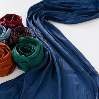Solid Color Thin Travel Sun Protection Shawl Linen Plain Satin Scarf