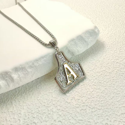 Western Pattern Cow Pendant Letter Necklace