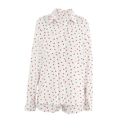 Women's Fashion Pure Cotton Long Sleeved Cardigan Pajama Set