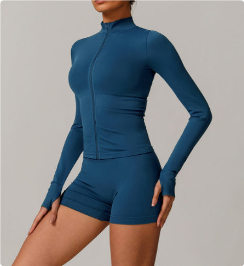 Stand Collar Zipper Yoga Clothes Warm Top Sports Running Jacket