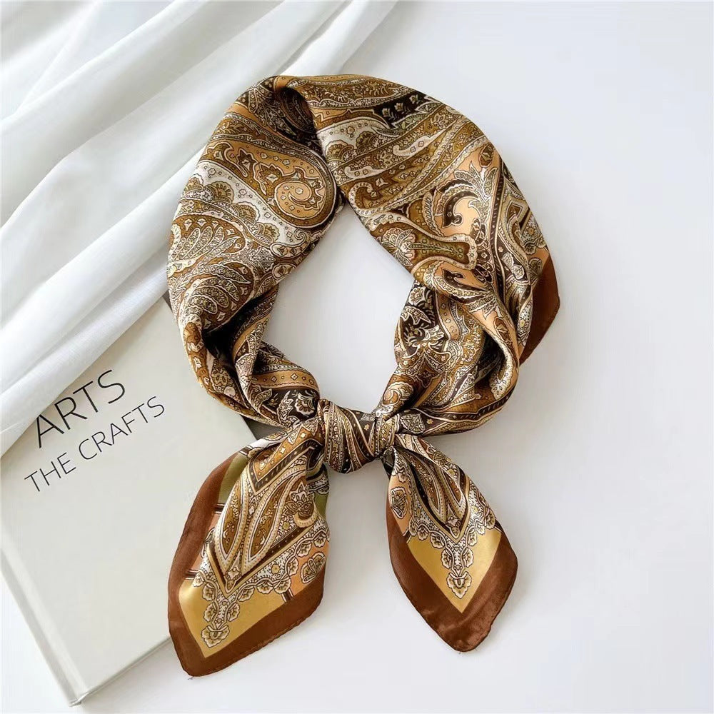 Black And White Striped Small Square Towel Silk Scarf Women's Headscarf Spring And Autumn