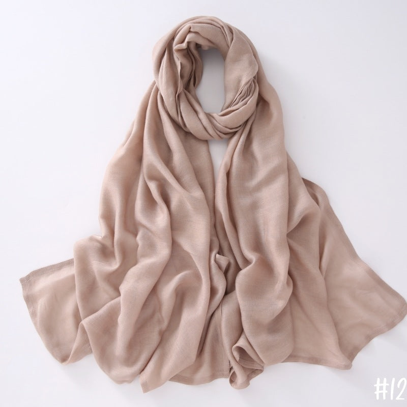 Breathable Shawl Modal Monochrome Malay Indonesian Cotton And Linen Solid Color Scarf Headcloth