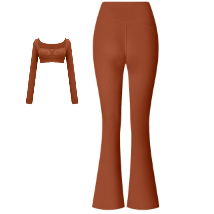Flared Pants Solid Color Sports Long-sleeve Suit