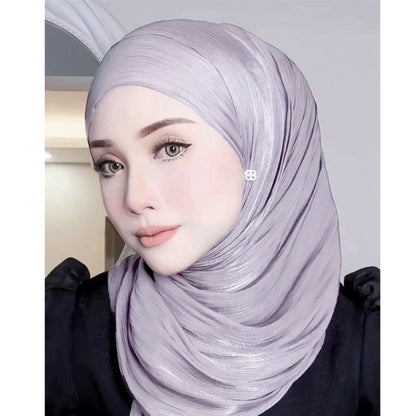 Solid Color Thin Travel Sun Protection Shawl Linen Plain Satin Scarf