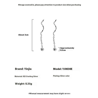 Niche Design S925 Silver Wavy Ball Hanging Earrings