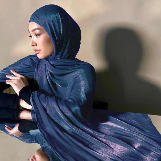 Solid Color Thin Travel Sun Protection Shawl Linen Plain Satin Scarf