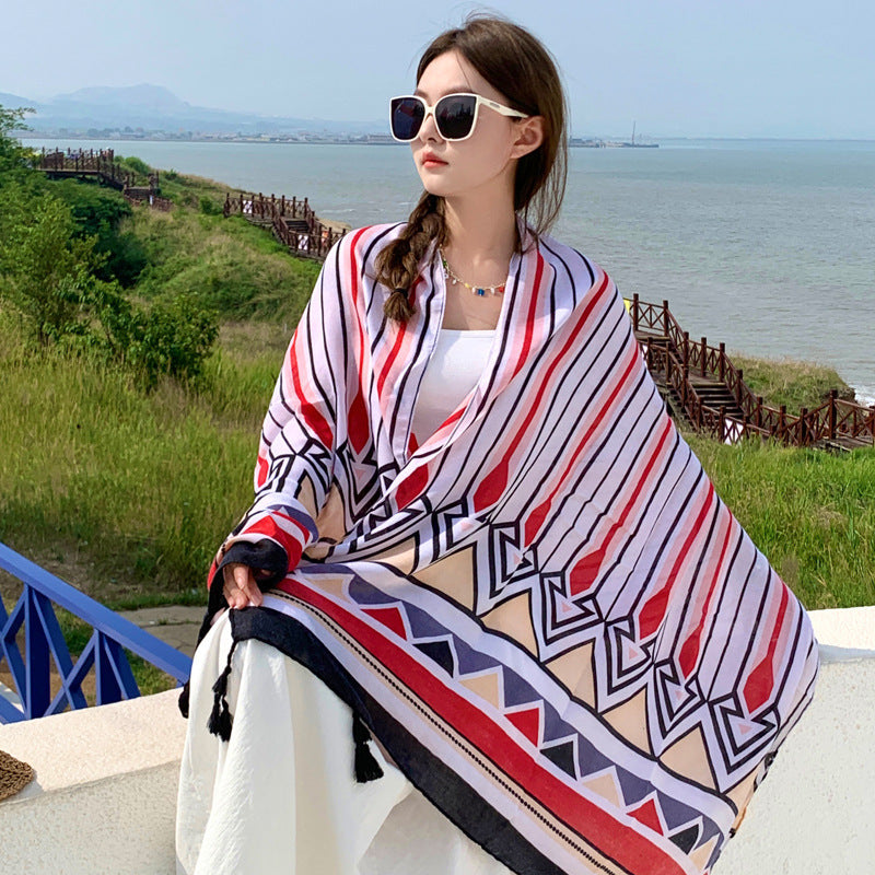 Women's Outer Scarf For Traveling In Western Sichuan Grassland
