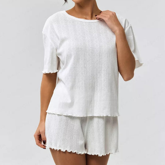 Pajamas Women's Summer Cotton-containing Comfortable Curling Half-sleeve Shorts Home Wear Suit