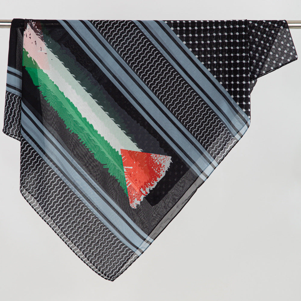 Flag Print Chiffon Scarf Arab Fashion Scarf Middle East Dubai Shawl