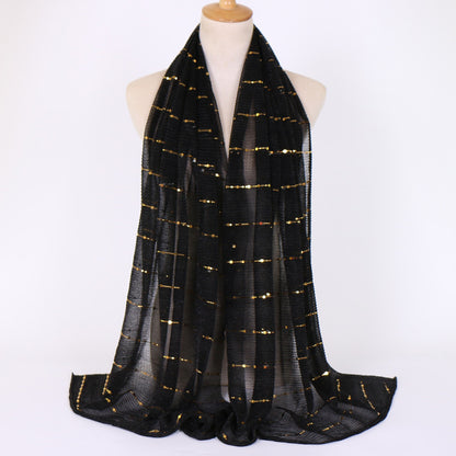 New Women's Lamp Wick Silk Sequined Scarf