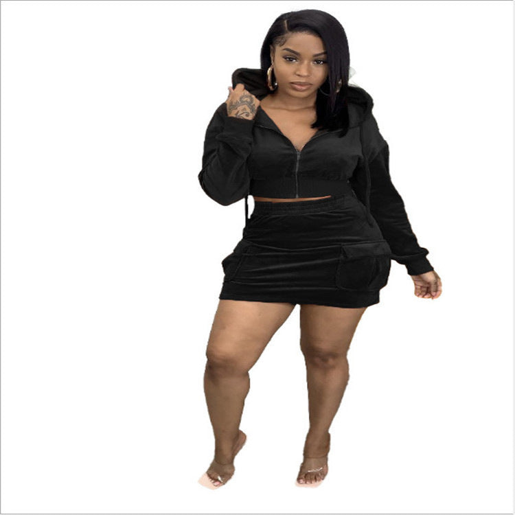 Women's Fashion Personalized V-neck Sweater Skirt Suit