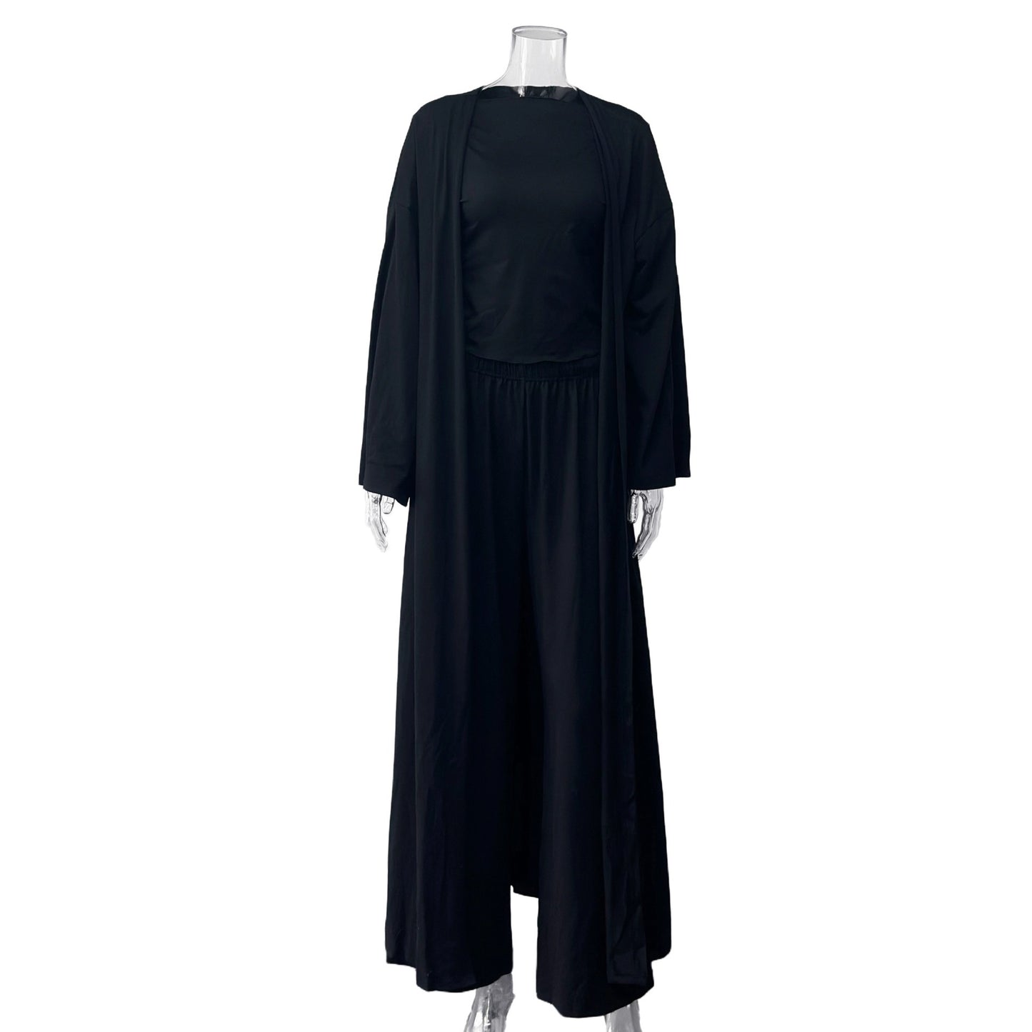 Solid Color Knitted Home Wear Three-piece Women's Clothing