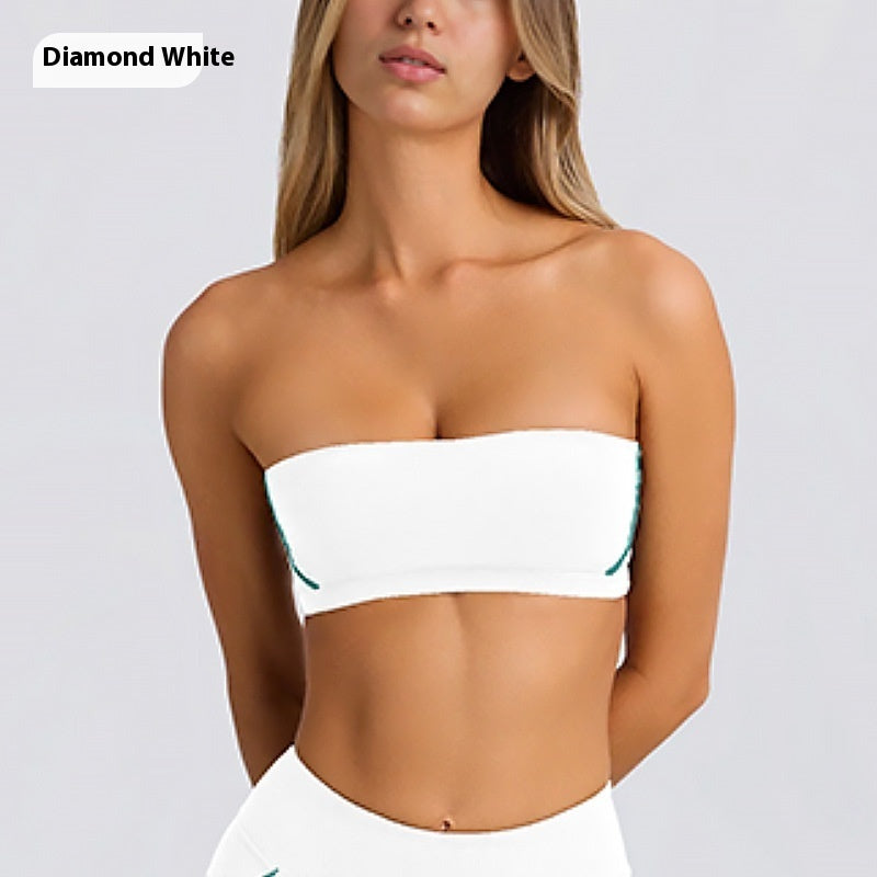 Women's Solid Color Sports Tube Top Strapless Trousers Suit