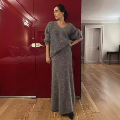 Women's Fashionable Knitted New Skirt Sweater Suit