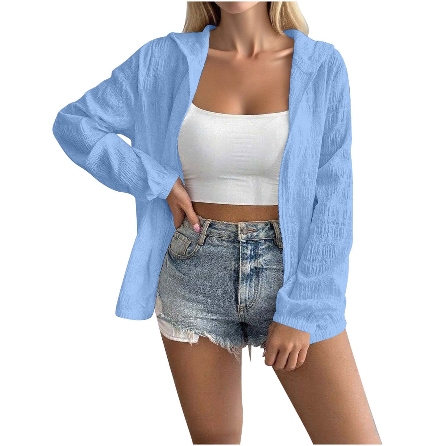 Women's Solid Color Jacquard Long Sleeve Cardigan Top