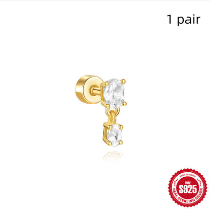 S925 Sterling Silver Flat Column Thread Piercing Ear Bone Stud