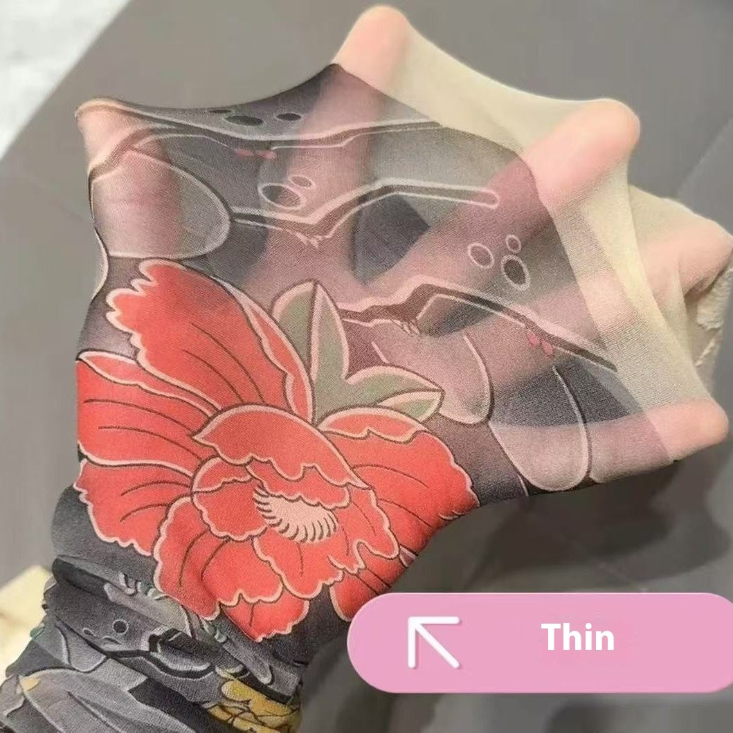 Ladies New Tattoo Stockings Peony Kt Pattern
