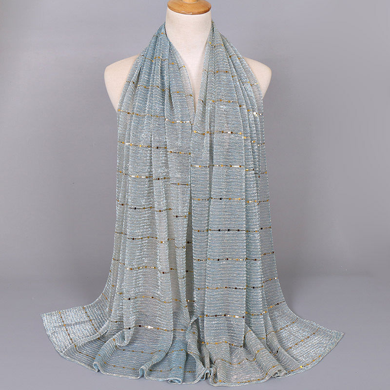 New Women's Lamp Wick Silk Sequined Scarf