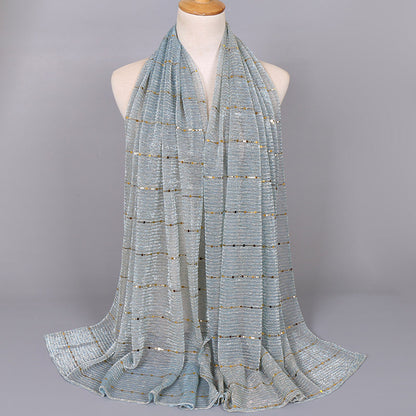 New Women's Lamp Wick Silk Sequined Scarf
