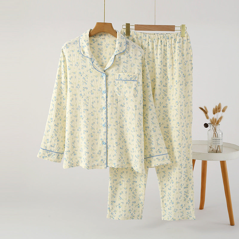 Cotton Printed Long Sleeve Loose Home Wear Suit