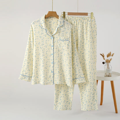 Cotton Printed Long Sleeve Loose Home Wear Suit