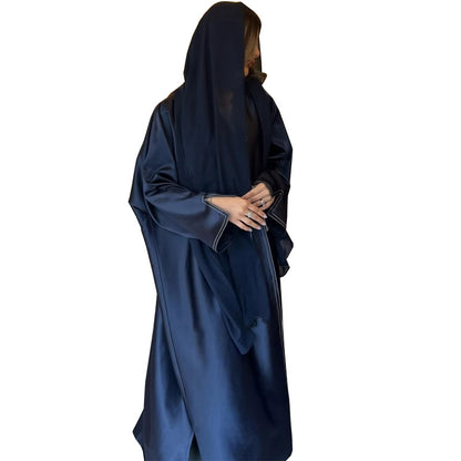 Muslim Robe Middle East Loose Solid Color Satin Cardigan Outerwear