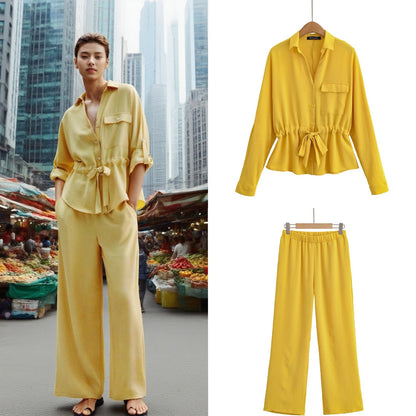 Women's Shirt Wide Leg Casual Trousers