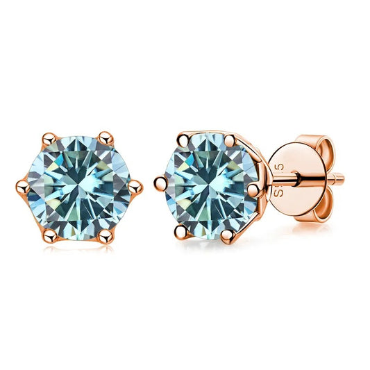 Women's Moissanite Sterling Silver 1 Karat Mulberry Stone Stud Earrings
