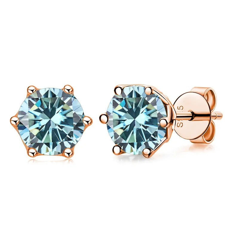 Women's Moissanite Sterling Silver 1 Karat Mulberry Stone Stud Earrings