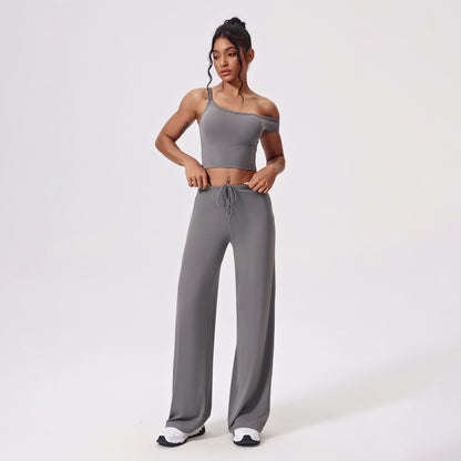 Antibacterial Yoga Clothes Suit Slant Shoulder Tight Quick-drying Workout Clothes