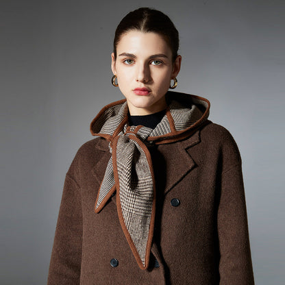 Fashion Houndstooth Large Plaid Small Cape And Shawl