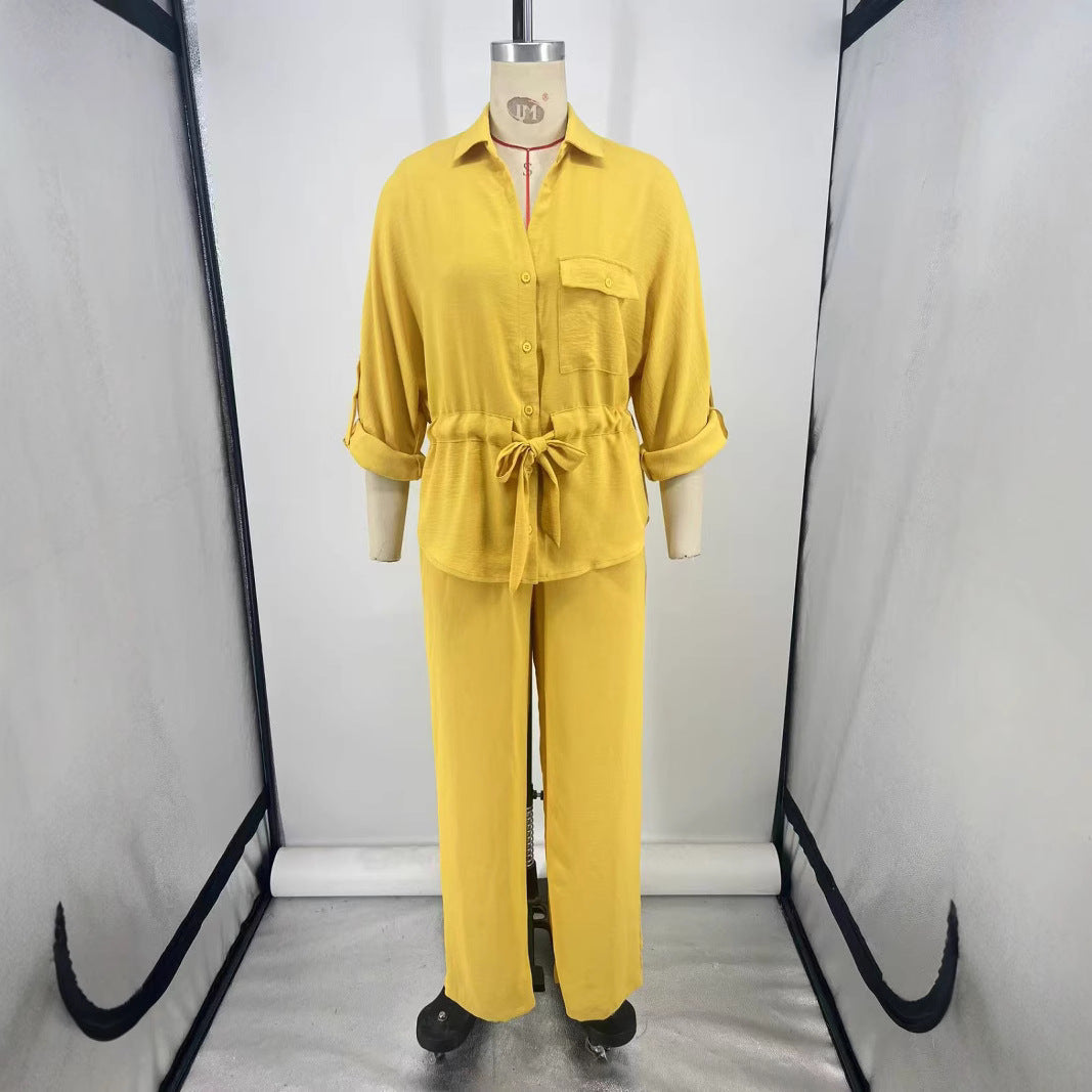 Women's Shirt Wide Leg Casual Trousers