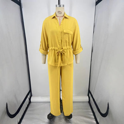 Women's Shirt Wide Leg Casual Trousers