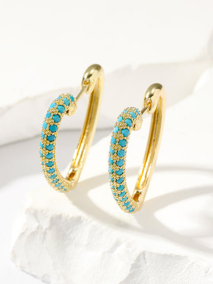 Fashion Retro Gold Love Multi-color Zircon Stud Earrings