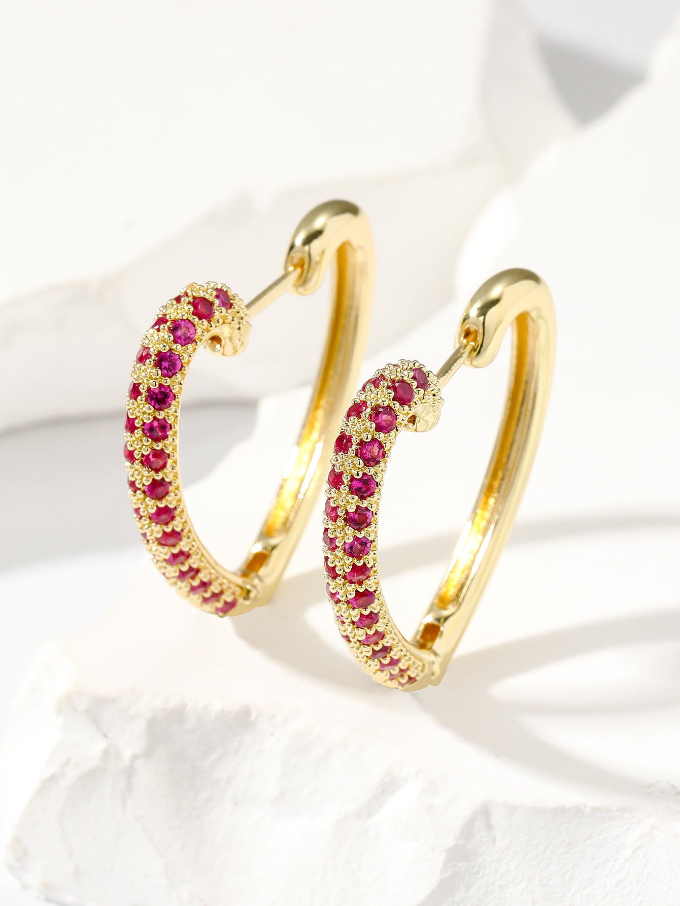 Fashion Retro Gold Love Multi-color Zircon Stud Earrings