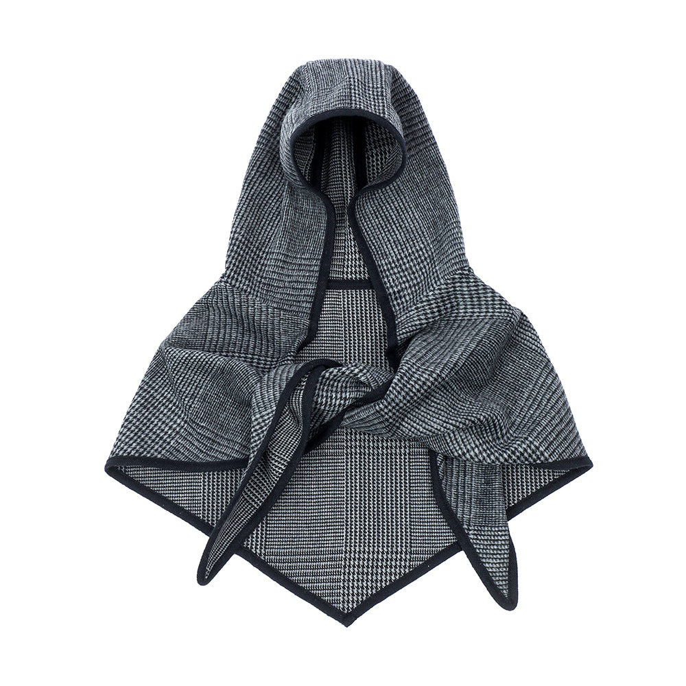 Fashion Houndstooth Large Plaid Small Cape And Shawl