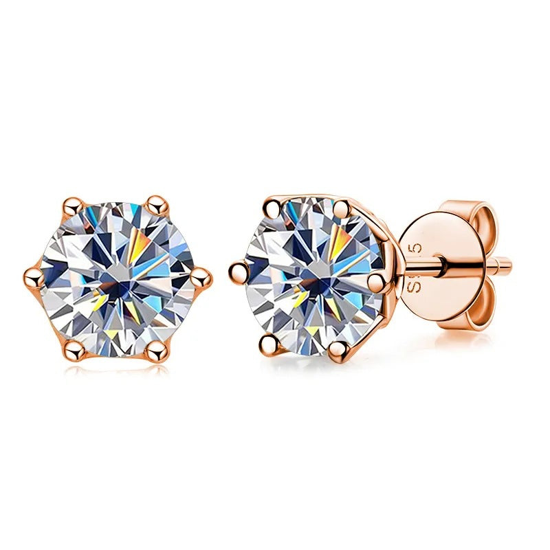 Women's Moissanite Sterling Silver 1 Karat Mulberry Stone Stud Earrings