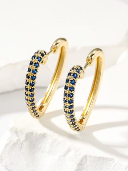 Fashion Retro Gold Love Multi-color Zircon Stud Earrings