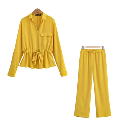 Women's Shirt Wide Leg Casual Trousers