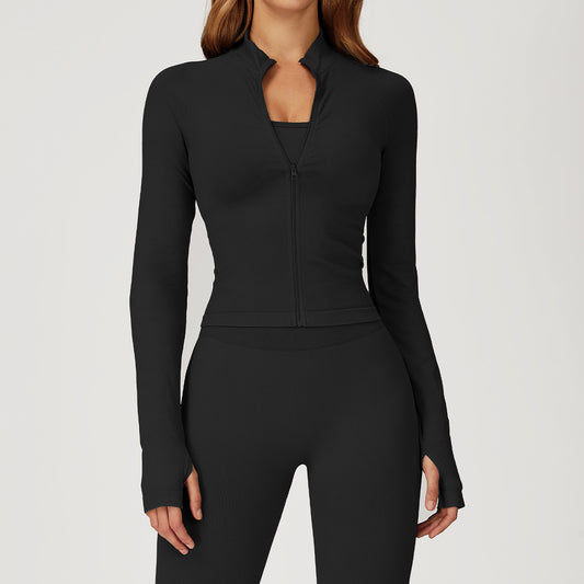 Seamless Stand Collar Zipper Yoga Jacket Windproof