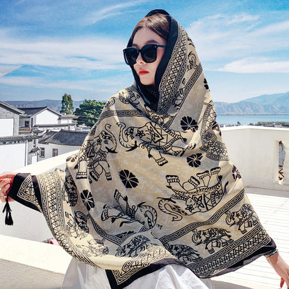 Women's Outer Scarf For Traveling In Western Sichuan Grassland