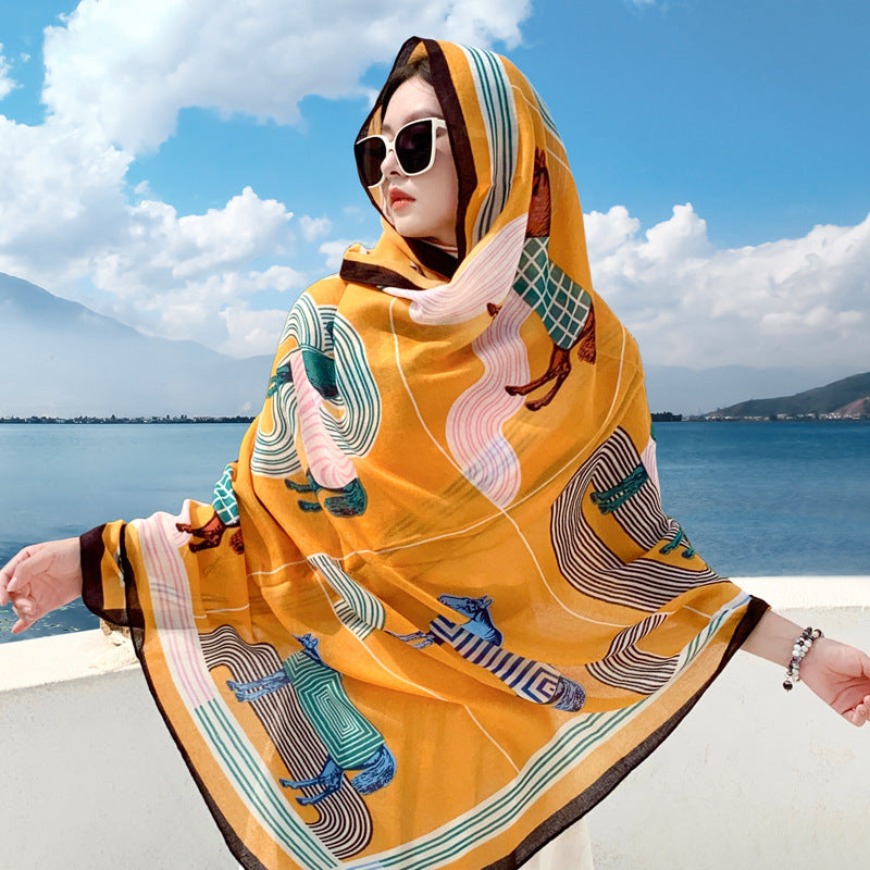 Women's Outer Scarf For Traveling In Western Sichuan Grassland