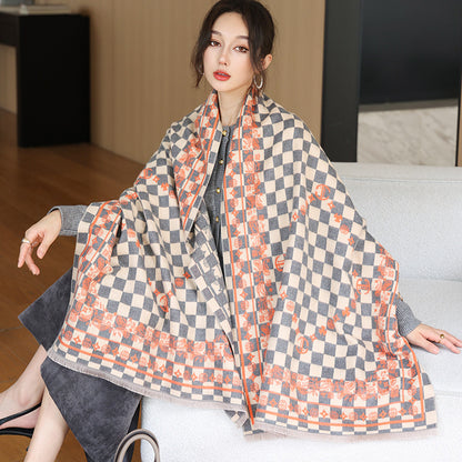 National Style Elegant Cashmere Scarf Double-sided Dual-use Jacquard Shawl