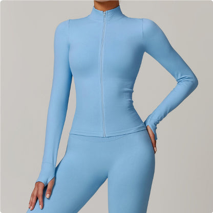Stand Collar Zipper Yoga Clothes Warm Top Sports Running Jacket