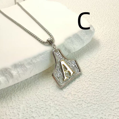 Western Pattern Cow Pendant Letter Necklace