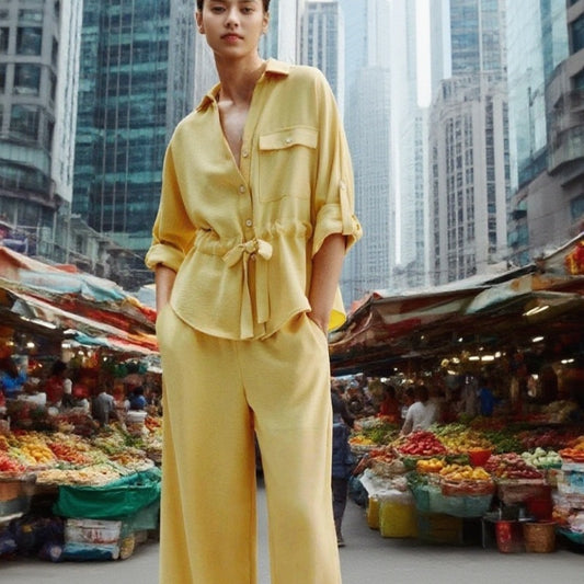 Women's Shirt Wide Leg Casual Trousers