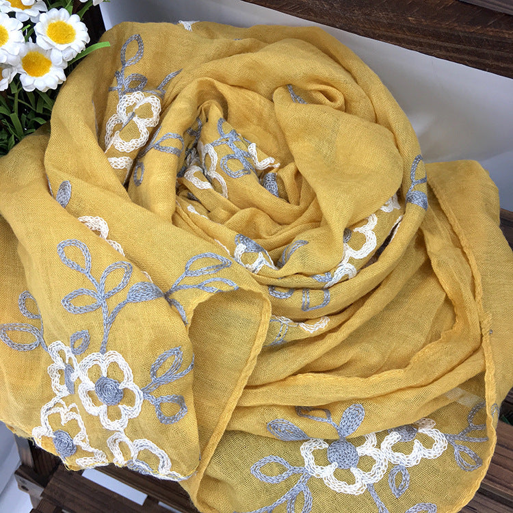 Spring And Summer Women's Artistic Ethnic Style Shawl Cotton Linen Versatile Long
