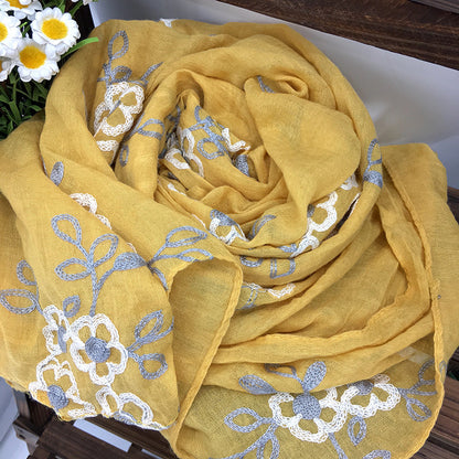 Spring And Summer Women's Artistic Ethnic Style Shawl Cotton Linen Versatile Long